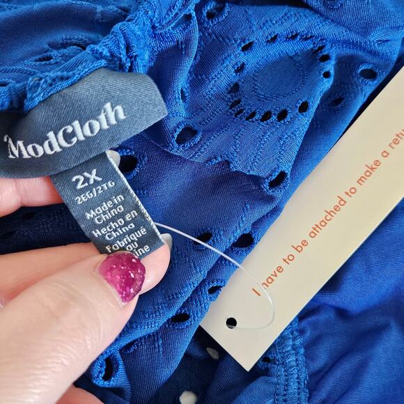 Modcloth Sought After in Sapphire Halter Top Women's Plus Size 2x Summer Bold - Picture 4 of 6